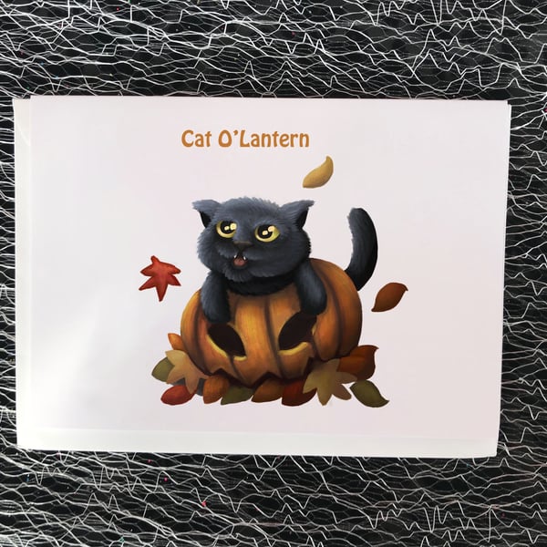 'Cat O'Lantern' Cat Greeting Card