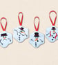 Melting Snowmen Christmas Decorations - Embroidered Tree Ornaments