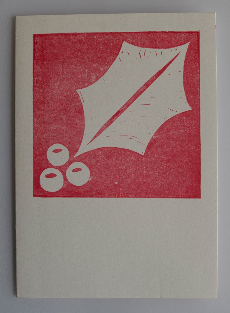 Holly card, red