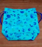 Blue Batik Spot Reusable Gift Bag - Fabric Drawstring Present Bag - Image 5