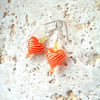 Sterling silver drop earrings with orange & lemon unique hollow glass hearts