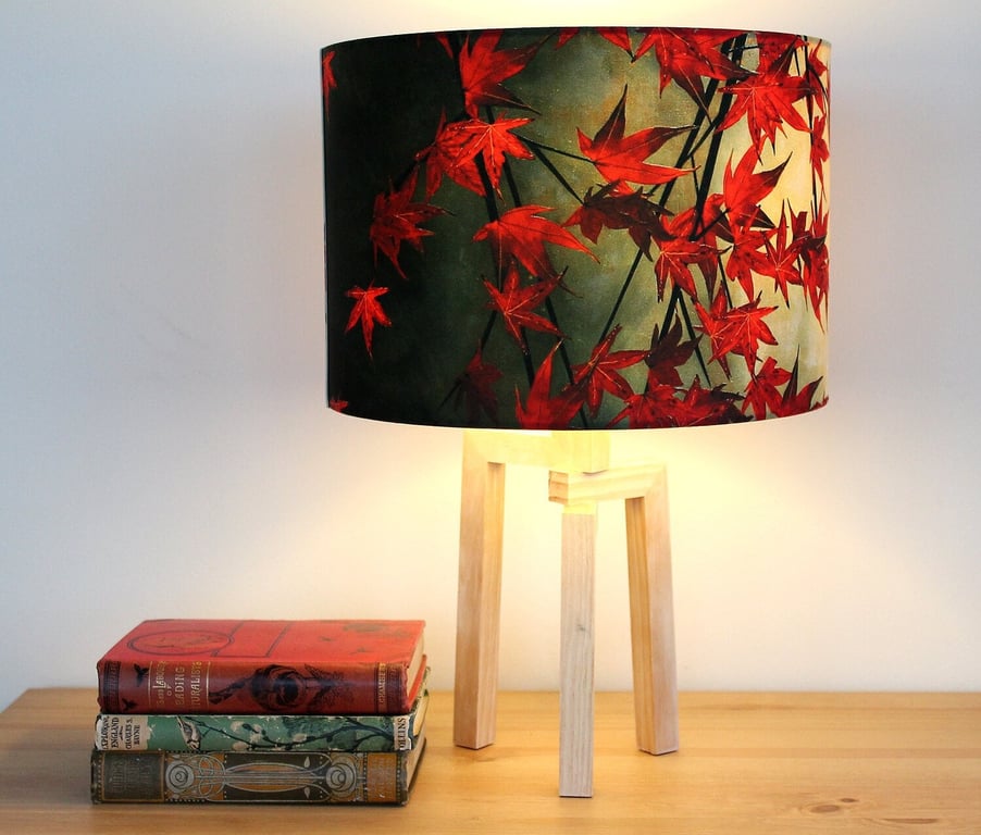 Japanese Maple Drum Lampshade by Lily Greenwood - Medium - 30cm