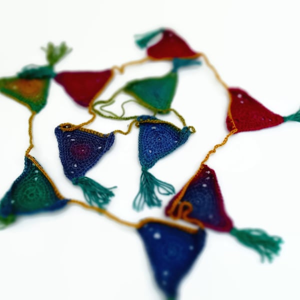 Rainbow Dark Crochet Bunting 3 mtrs Gradient Colours