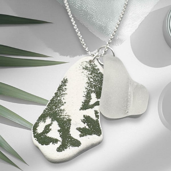 Sea pottery and sea glass necklace. Beautifully smooth matching pieces.