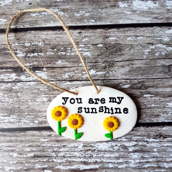 "You are my sunshine" sunflowers hanging decoration, Hand painted, Handmade