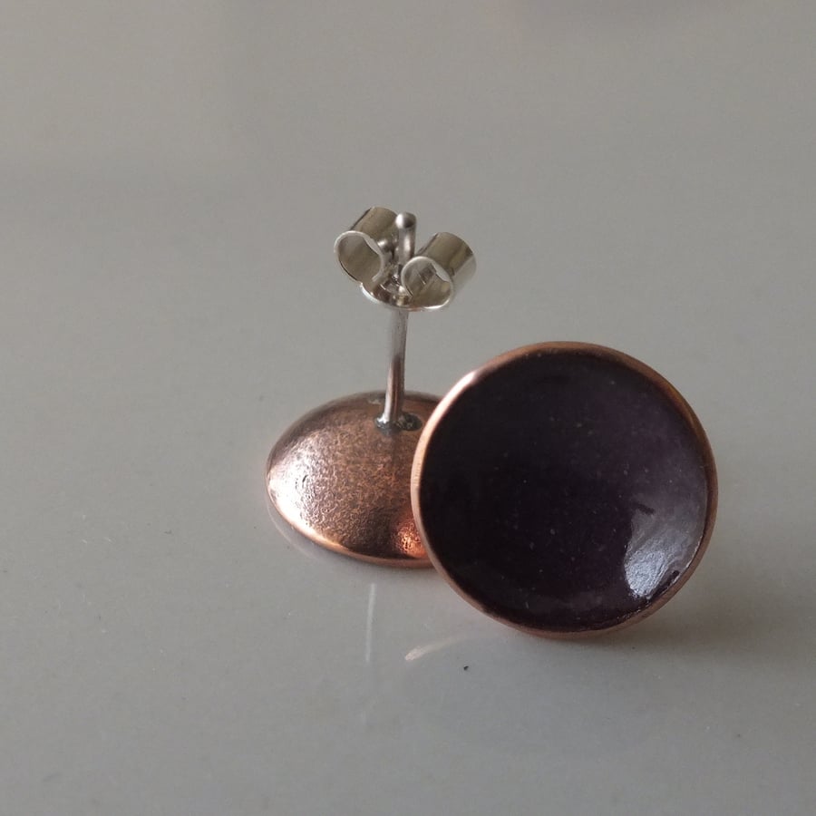Purple enamel post earrings