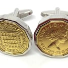 1964 Threepence 3d 61st birthday Cufflinks - Original 1964 threepence SLV