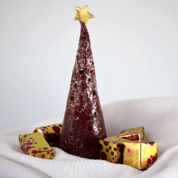 18-505-1 Ceramic Christmas Tree Tea Light Holder (free UK postage)