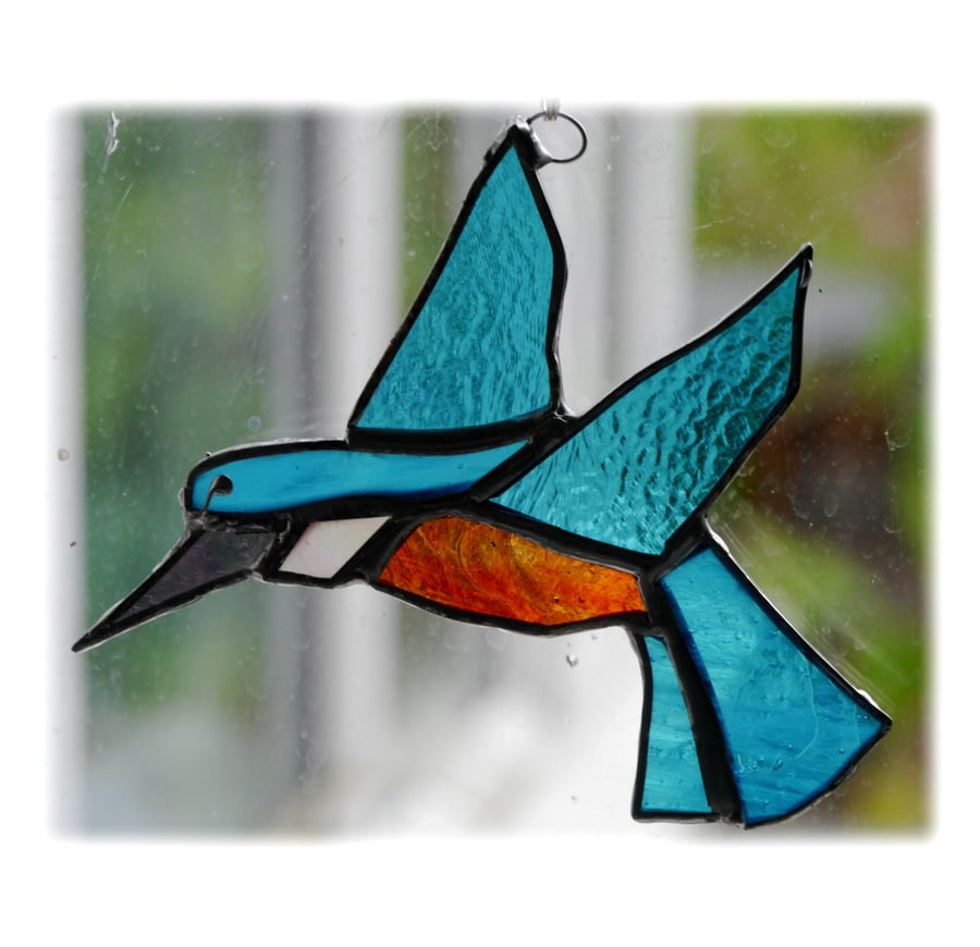 Kingfisher Suncatcher Stained Glass British Bird Handmade  051
