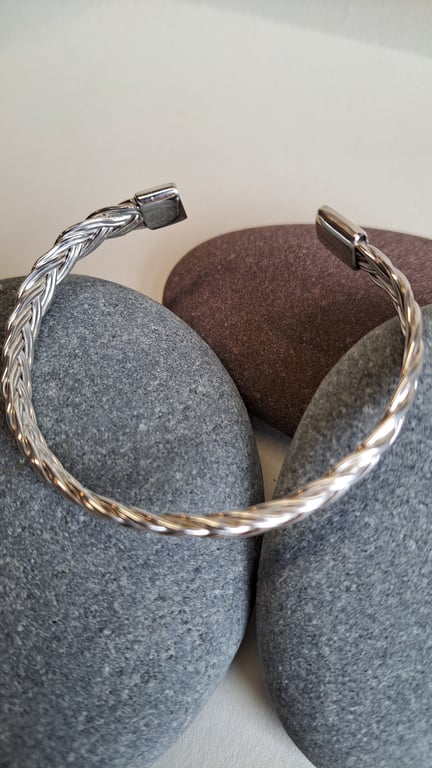 Sterling Silver Torque Cuff Bangle 10 strand Bracelet