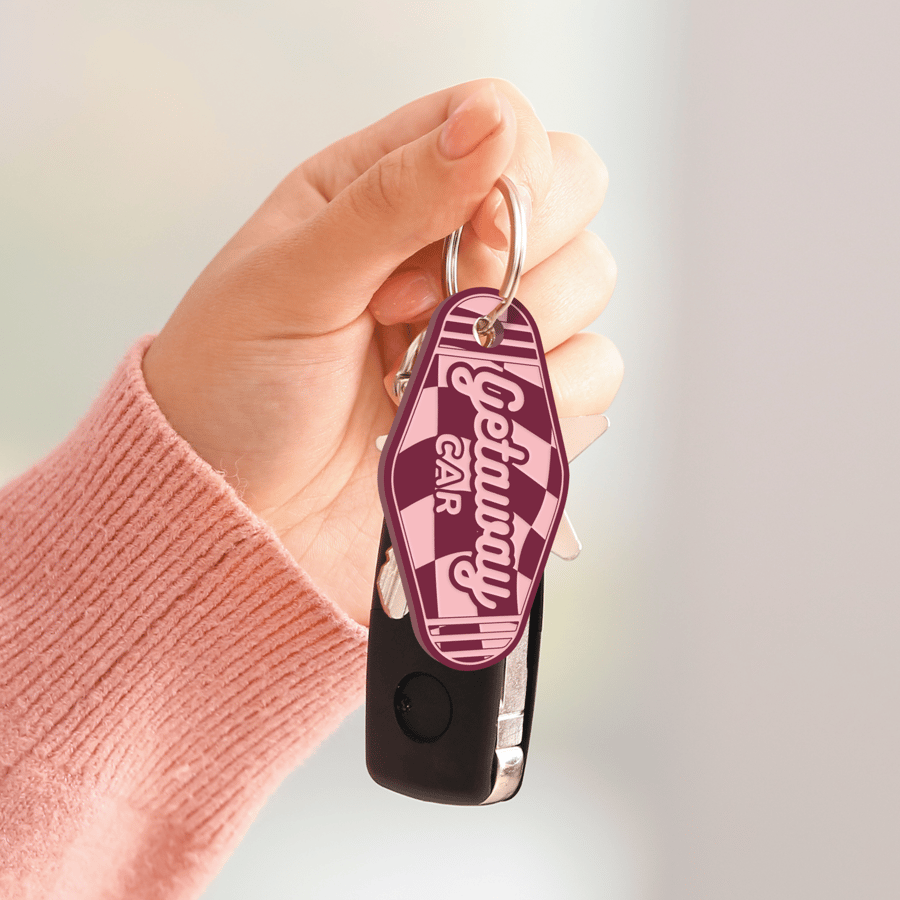 Getaway Car - Checkered Keyring: Girly Acrylic Keychain Vintage Vibe, Song quote
