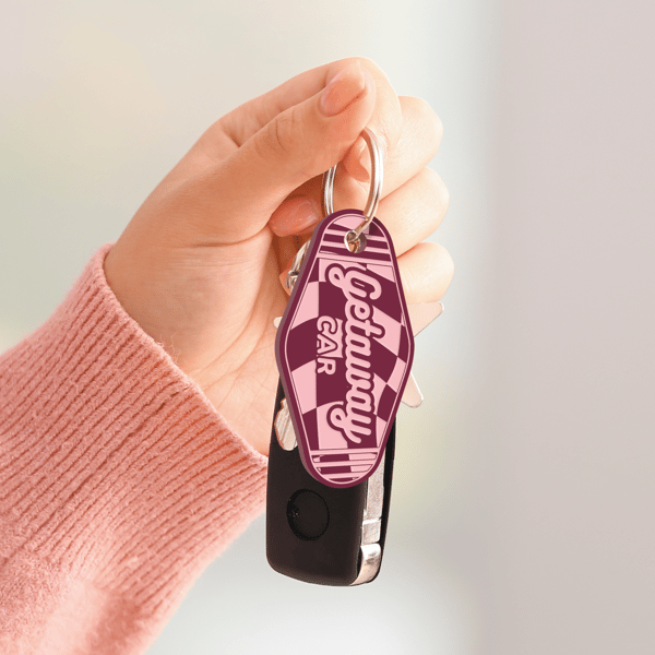 Getaway Car - Checkered Keyring: Girly Acrylic Keychain Vintage Vibe, Song quote