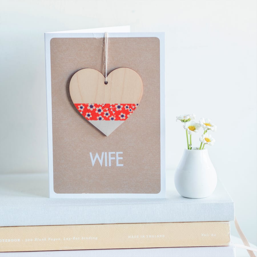 Handmade Card for Wife - Luxury Keepsake Card, Wife Card, Card for her, Heart Ke