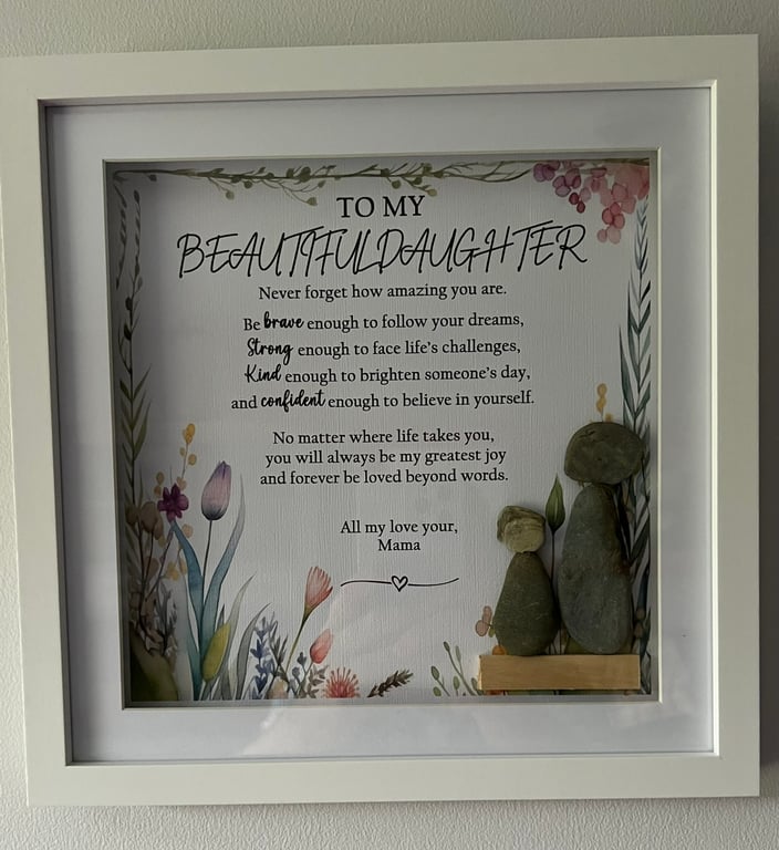 Personalised Mother & Daughter Pebble Art Shadow Box Frame