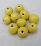 10 Small Lemon Yellow Glazed Clay Beads - Image 2