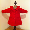 Red tailored doll's coat - reserved for Natalie