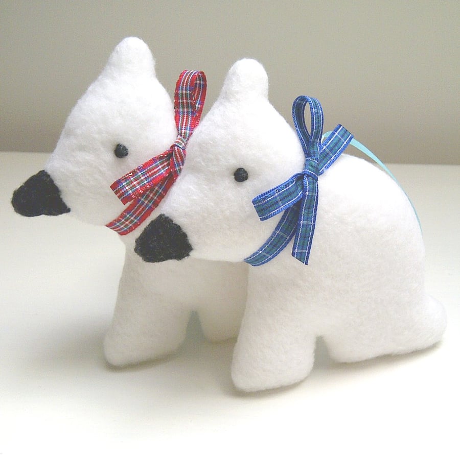 SALE Polar Bear Set, Christmas Decorations, Pair of Cute White Polar Bears