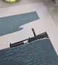 Whitby Pier Print, North Yorkshire Coast Linocut Print, Limited Edition - Image 2
