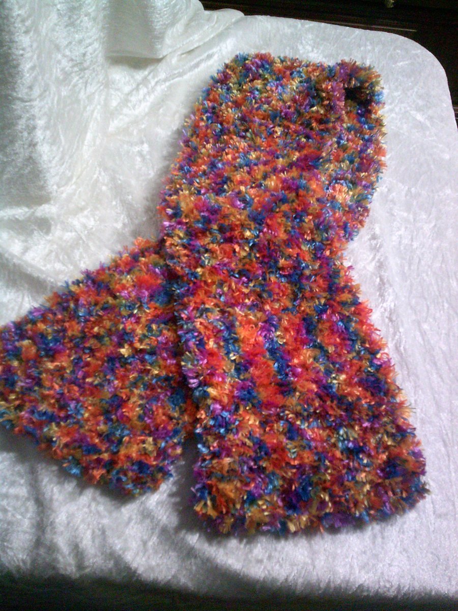 Blue, Yellow, Orange and Pink Shimmer Scarf