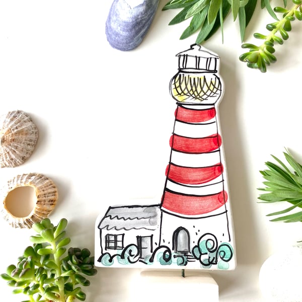 Lighthouse ceramic ornament