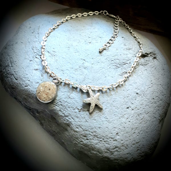 Watergate Bay beach sand filled bezel anklet 