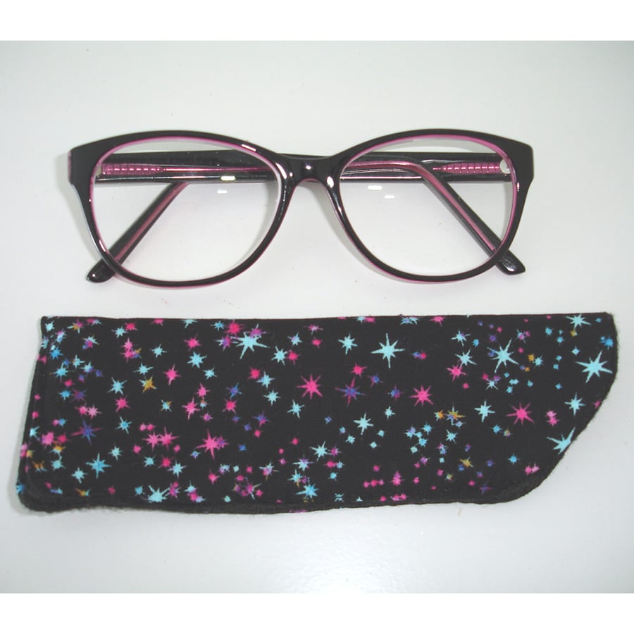 Glasses Sleeve Stars Spectacles Case No Fastening Pink Turquoise Gold Black