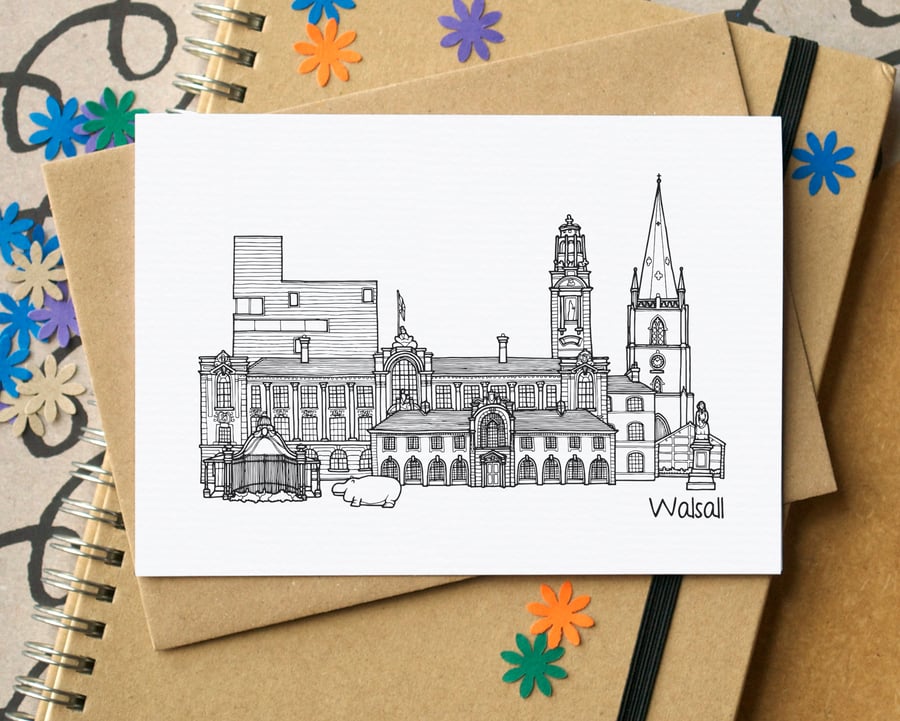 Walsall Skyline Greetings Card