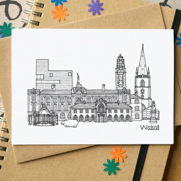 Walsall Skyline Greetings Card