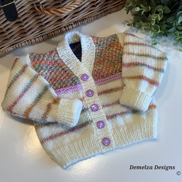 Baby Girl's Hand Knitted Cardigan  9 -18 months size