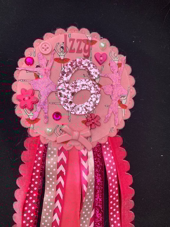 Birthday badge-Rosette Personalised - Ballet design 2 