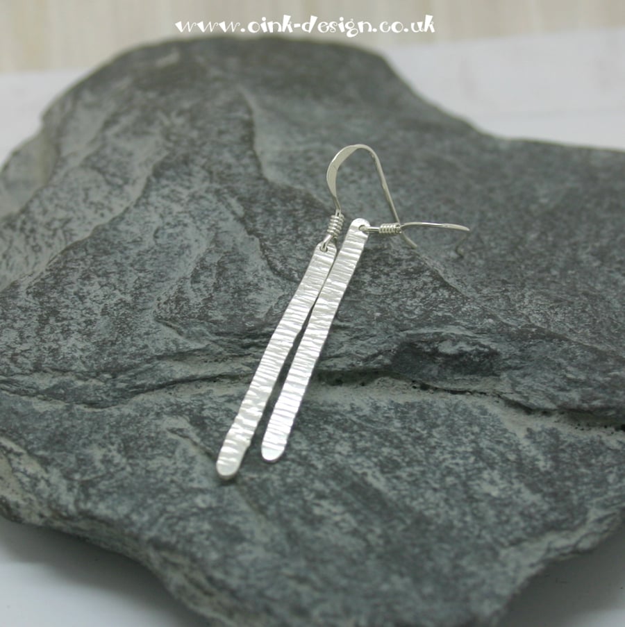  Sterling silver hammered drop earrings