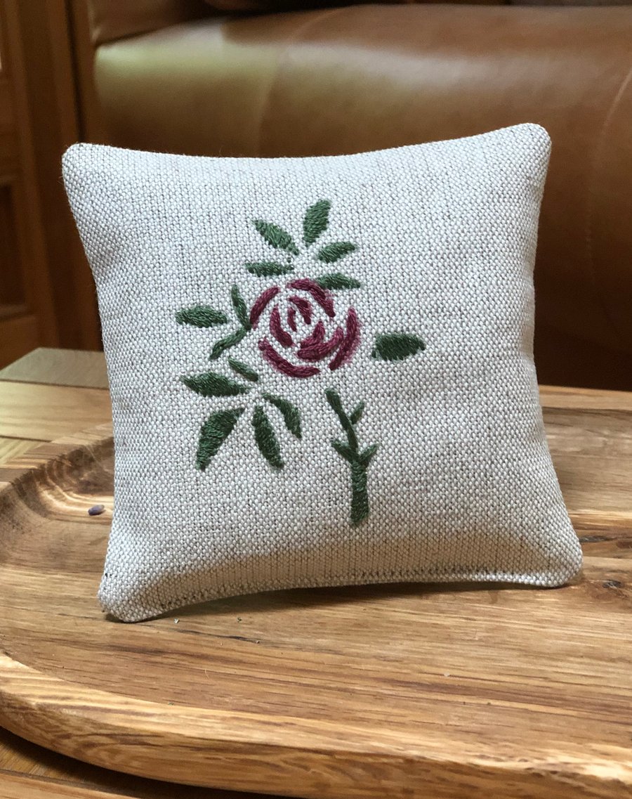Embroidered Lavender Sachet - Rose