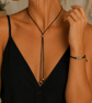 Minimalist Adjustable Necklace and Bracelet Set - Black Waxed Cord Jewellery.