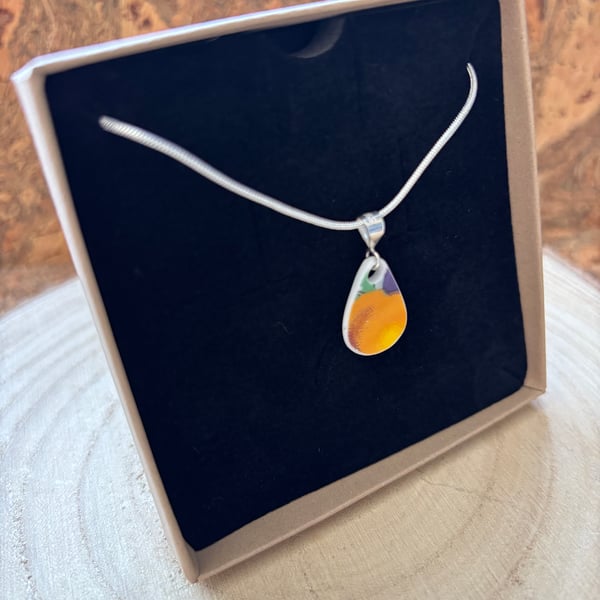 Handcrafted Ceramic Pendant One of a kind gifts Eco Friendly Gifts Silver