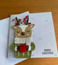 Handmade Reindeer Christmas Card Traditional Colours & Hand Stitched Details - Image 9
