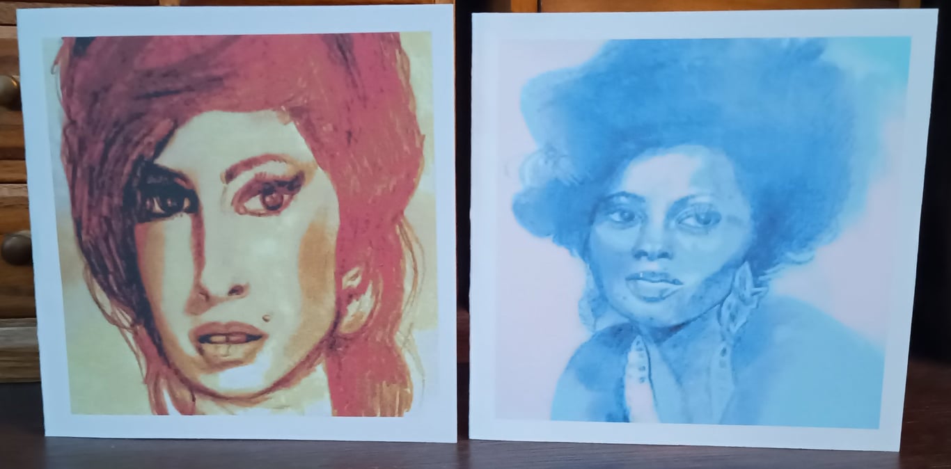 Famous Faces x 4 - Amy Winehouse, Diana Ross, Bruce Springsteen, Bob Marley