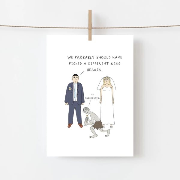 Lord of the Rings Humorous Wedding Card Funny Gollum Newlyweds LOTR Themed