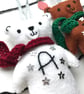 Christmas Bear Decoration with Hand Embroidered Personalisation- Made to Order - Image 7