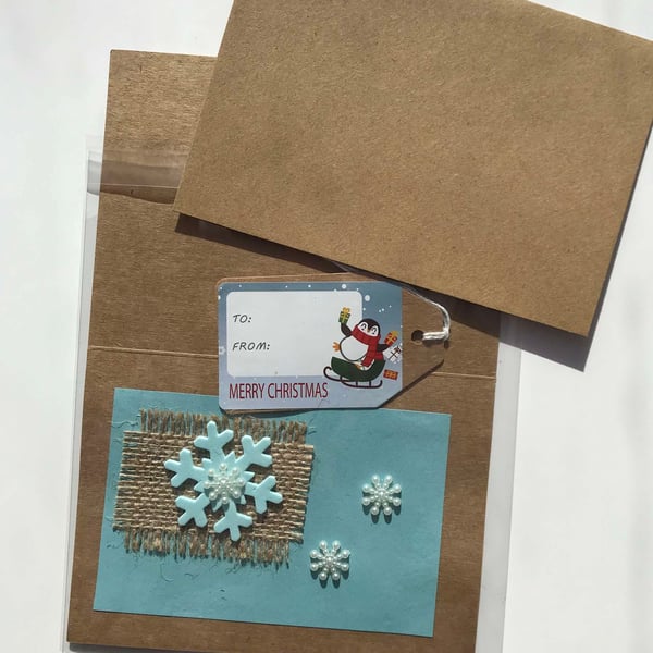 Blue Snowflake Christmas card