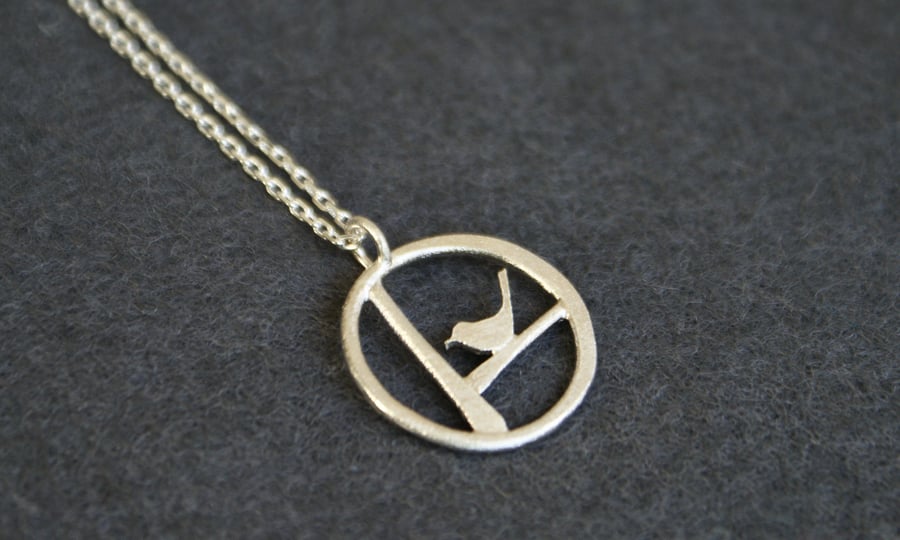 Tiny Edge of the woods bird necklace