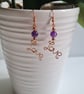 Natural Amethyst & Copper Dangle LOVE  Earrings Gift Crystal Jewellery Jewelry - Image 8