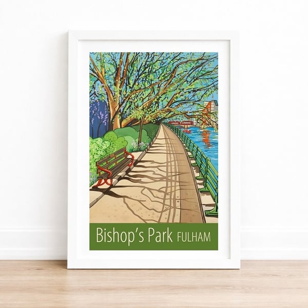 Fulham Bishop's Park travel poster print by Susie West