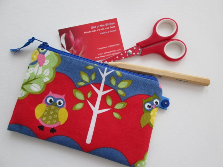 SALE Owls Make Up Bag  Pencil Case