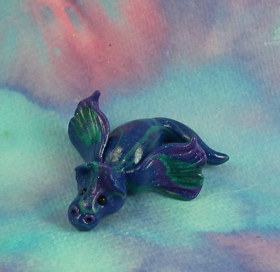 Tiny Elemental Night Dragon 'Heaven' OOAK Sculpt by artist Ann Galvin