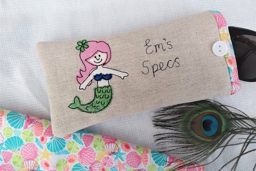 Personalised Mermaid Glasses Case - Custom Name or Wording Option girls gift