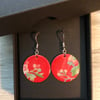 Decoupage and enamel disc earrings. Sterling silver. 