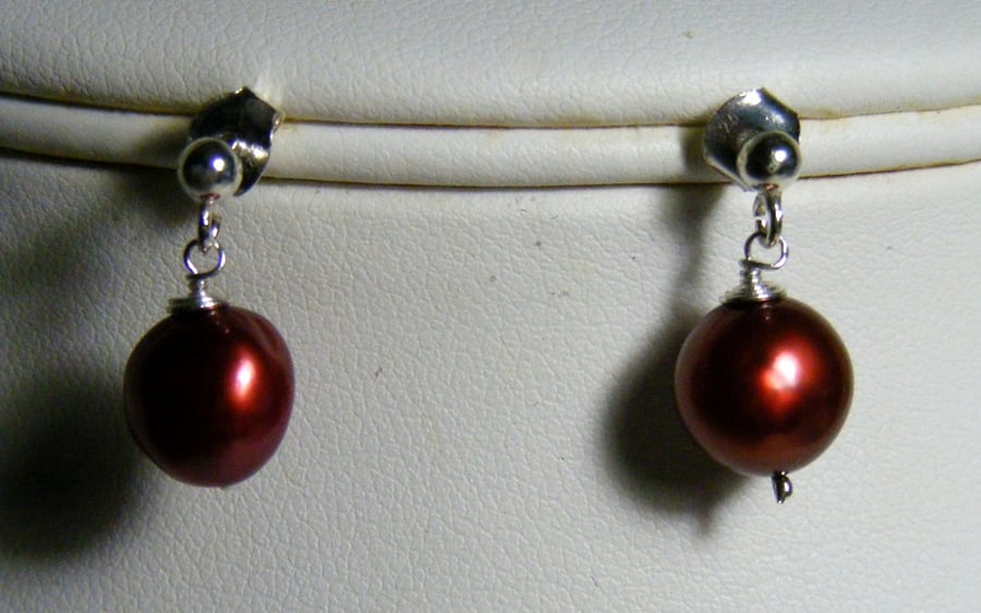Cherry Freshwater Cultured Pearl Earrings