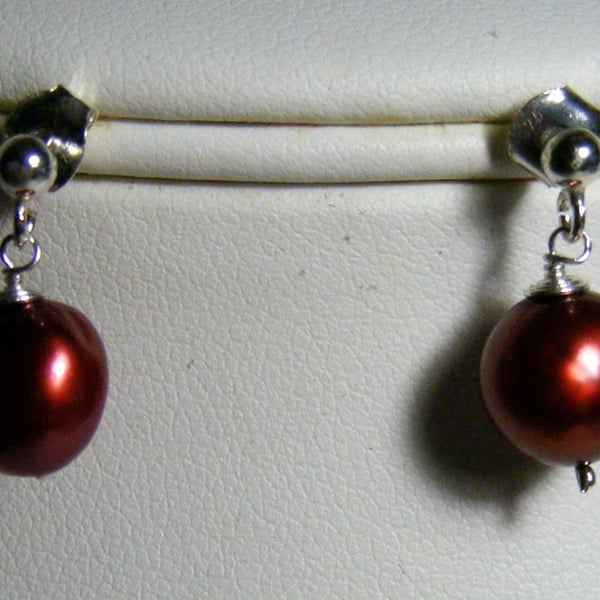 Cherry Freshwater Cultured Pearl Earrings