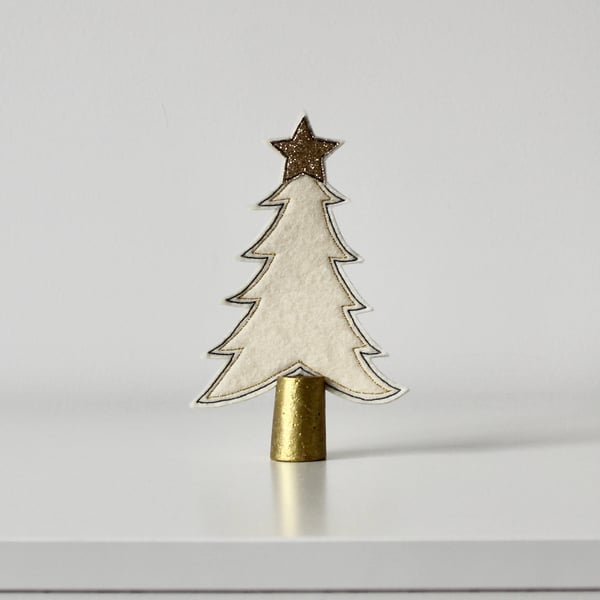 A Christmas Trees with Painted Cork Trunk - Handmade Decoration