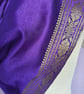 Sari double sided triangular scarf. Pale gold and Purple - Image 6
